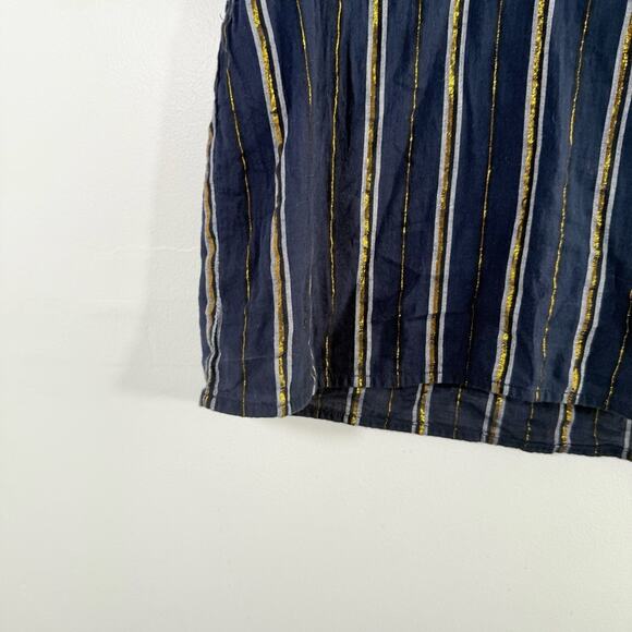 Greylin Nevaeh Navy Blue Gold Metallic Flutter Sleeve V Neck Top XS - Picture 6 of 11